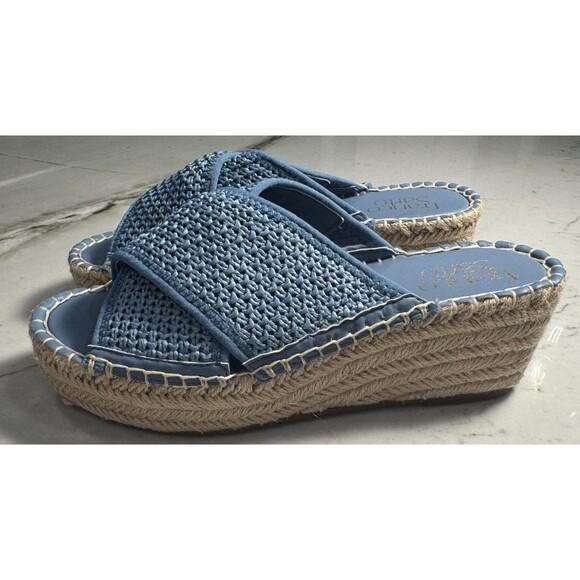 Franco Sarto PACIFICA Denim FB Blue Espadrille Slides Size 6M NEW - Picture 1 of 6